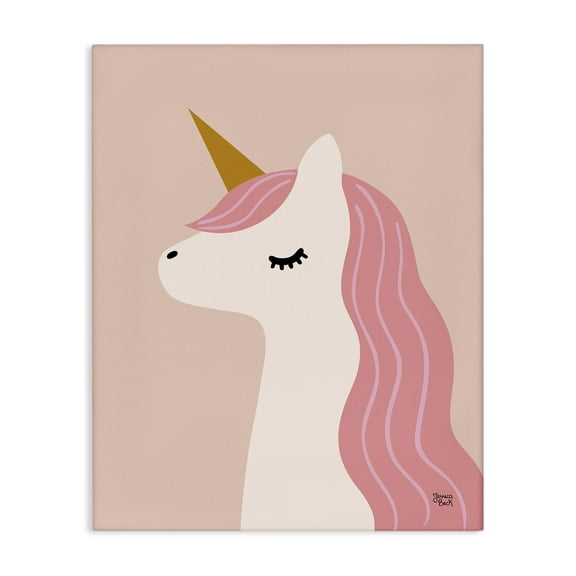 Stupell Industries Peach Pastel Unicorn Fantasy & Sci-Fi Painting Wrapped Canvas Art Print Wall Art, 16 x 20