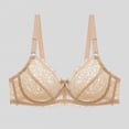 thumbnail image 2 of Xijirk Women Sheer Lace Underwire Bra Thin Cup Bow Adjustable Shoulder Strap for Everyday Wear,Khaki,100C, 2 of 6
