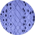 thumbnail image 1 of Ahgly Company Machine Washable Indoor Round Abstract Blue Modern Area Rugs, 3' Round, 1 of 4