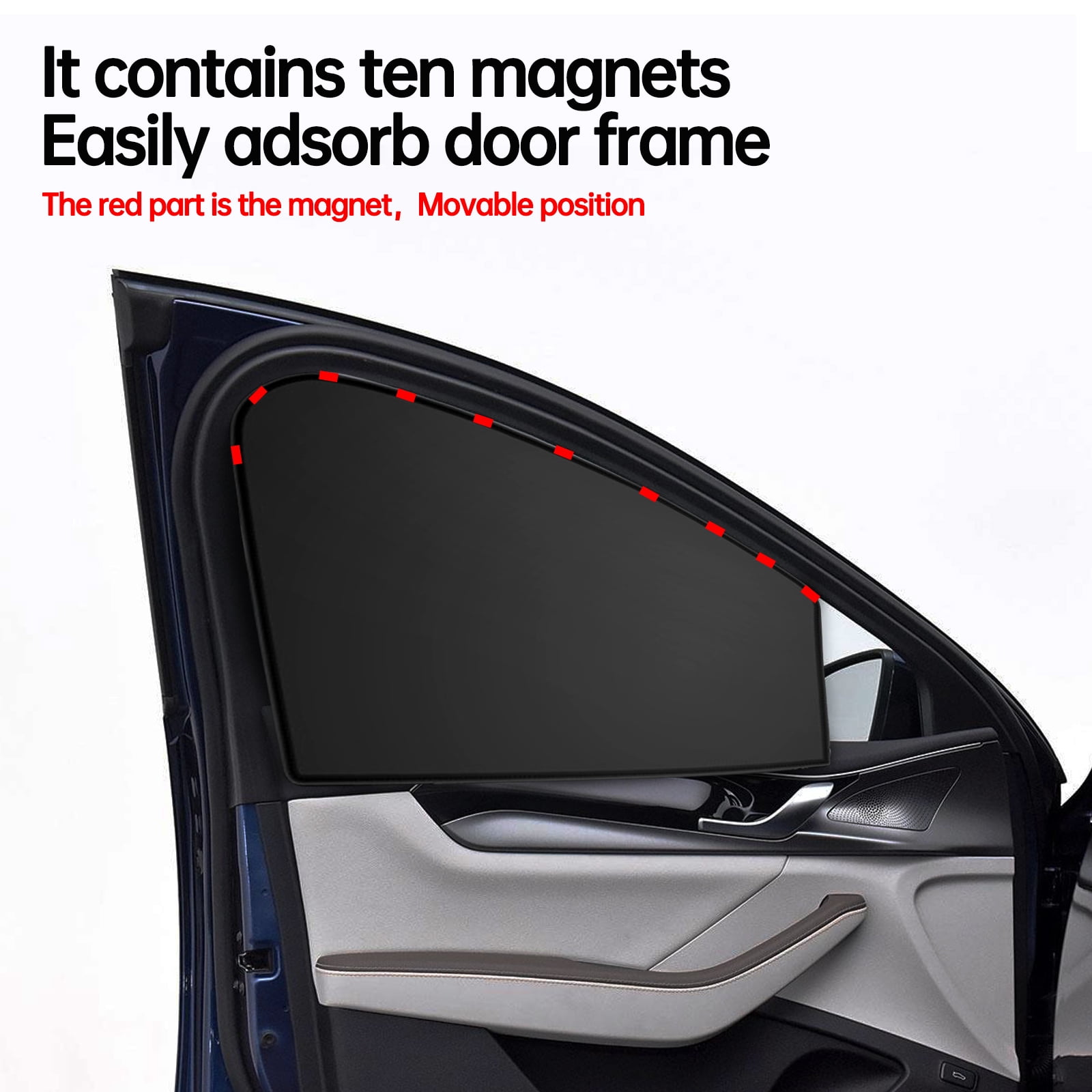 4 Pack Magnetic Car Side Window Sun Shades – Universal Fit Privacy Curtains with Safe Mirror Cutout, Strong Light Blocking & UV Protection, Easy Install for Driving, Camping, and Napping