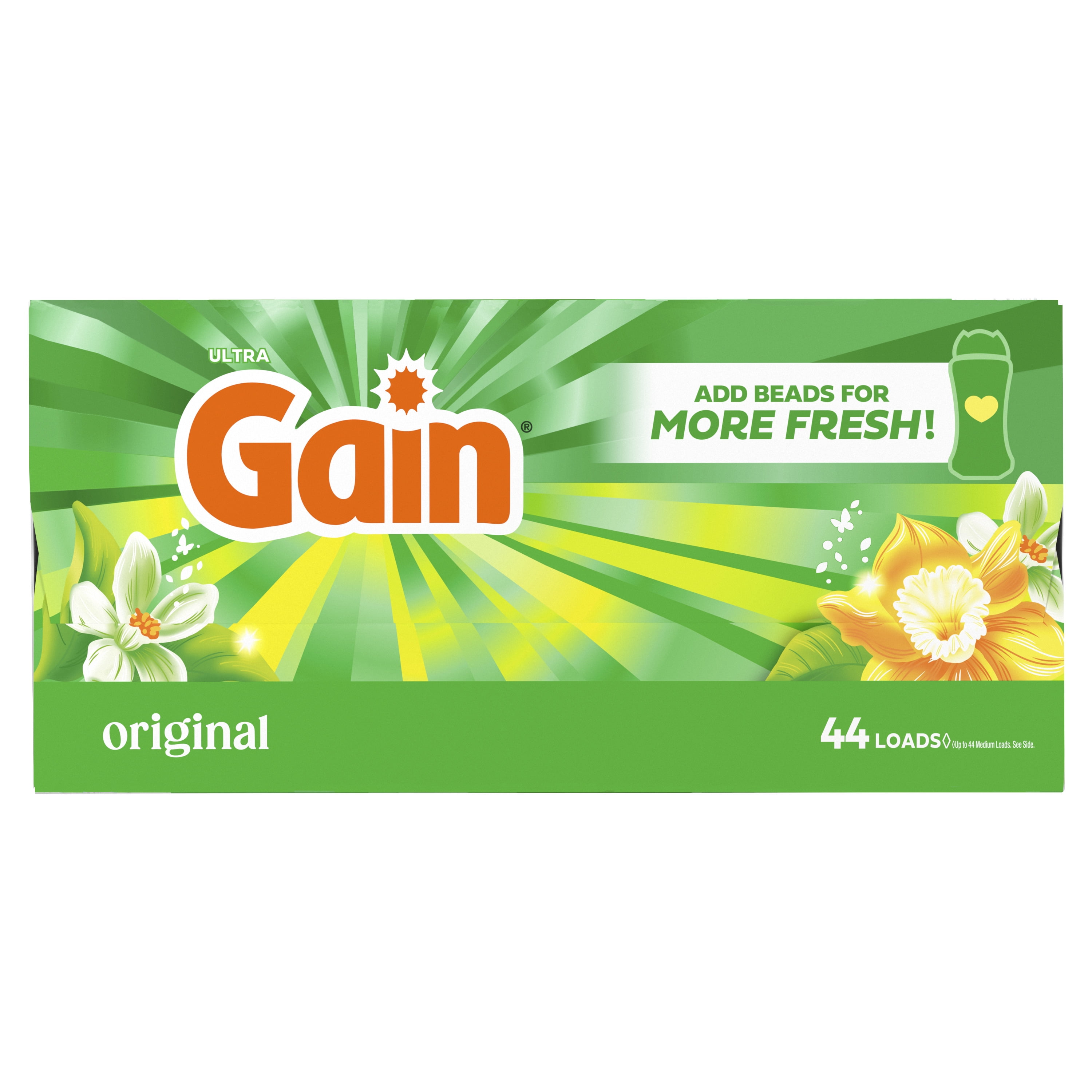 (4 pack) Gain Powder Laundry Detergent, Original Scent, 40 oz, 44 Loads