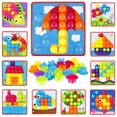 thumbnail image 1 of Juguete De Arte Con Botones Para Niños Pequeños, Tablero Perforado De Mosaico A Juego, Juguetes Educativos De Aprendizaje Temprano Stem Para Niños Y Niñas Con 12 Imágenes, 50 Botones Y Caja De Almacen Muyoka Hogar, 1 of 7