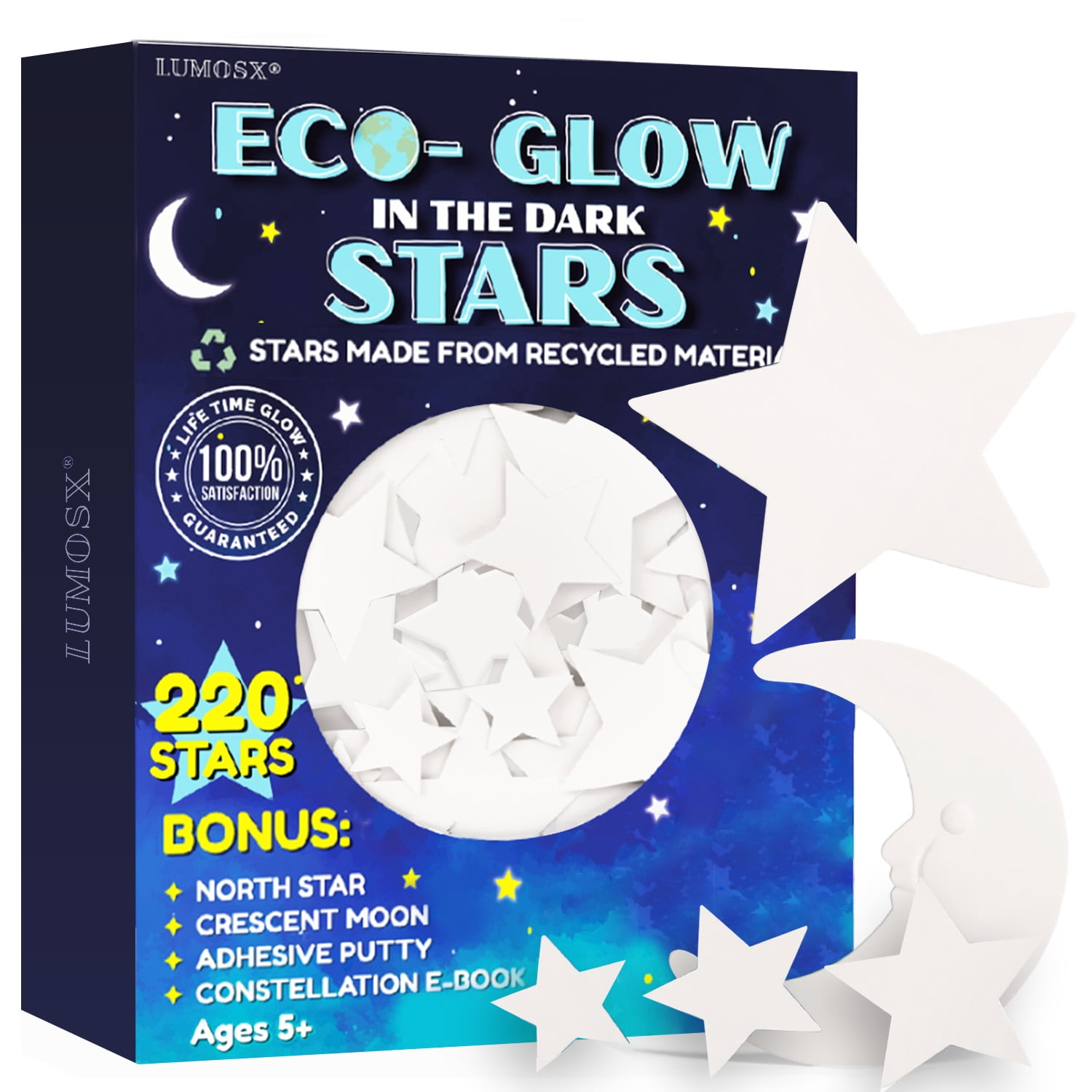 LUMOSX Glow in The Dark Stars for Ceiling Stars from Recycled