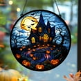 thumbnail image 3 of Halloween Hauted House Acrylic Window Hanging – Haunted Mansion Faux Stained Glass Suncatcher, Gift for Trick-Or-Treaters, Scary Art Decor 4330093657 3899, 3 of 4