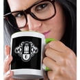 thumbnail image 2 of 3drose, White on Black Art Deco Owl Monogram Letter G, 15oz Two-tone Green Mug, 2 of 6