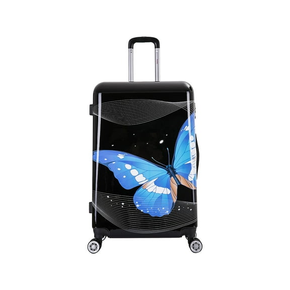 InUSA Print 28" Hardside Lightweight Luggage with Spinner Wheels, Handle, Trolley, Black Butterfly