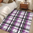 thumbnail image 5 of 3x5 Washable Area Rug, Abstract Stripes Non-Slip Rectangle Rug for Living Room Bedroom, Purple Black Grey Plaid Indoor Low Pile Floor Mat for Home Decor, 5 of 9