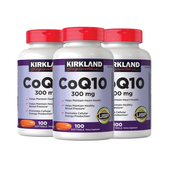 Kirkland Signature CoQ10 300 mg, 100 Softgels , Pack of 3 Kirkland-ht