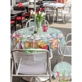 thumbnail image 4 of Outdoor Tablecloth with Umbrella Hole and Zipper, Easter Bunny Gnomes Round Table Cloth 54 Inch Waterproof Tablecloth, Spring Easter Eggs Floral Teal Wood Picnic Table Cover for Patio Camping, 4 of 7