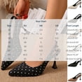thumbnail image 3 of Women's Slingback Kitten Heels Closed Pointed Toe Backless Wedding Party Dress Pumps Shoes Adjustable Ankle Strap Daily Party Work Shoes Polka Dots Black-A, 3 of 5