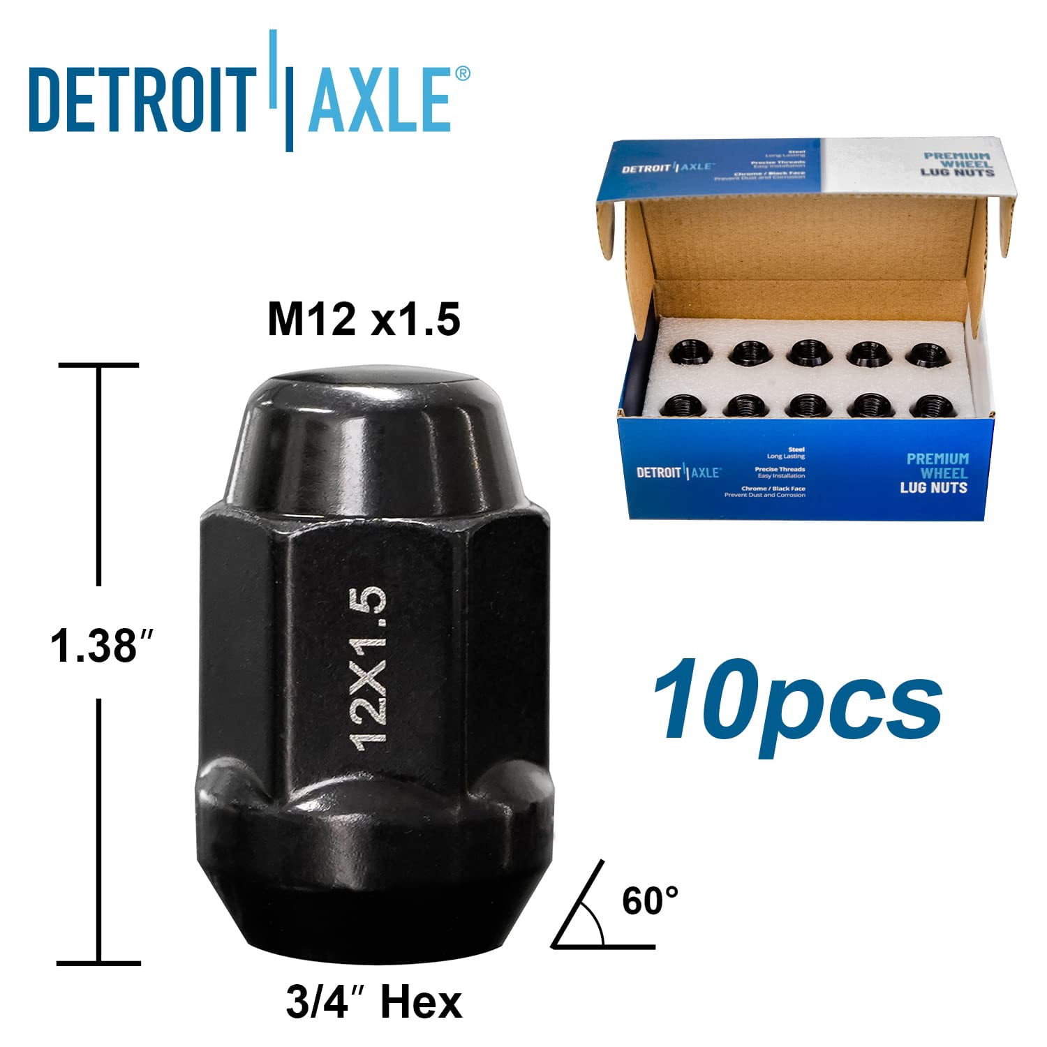 Detroit Axle - Wheel Lug Nuts for 2009-2012 Dodge Grand Caravan Chrysler Town & Country Volkswagen Routan, 20 Wheel Lug Nuts 2009 2010 2011 2012 Replacement