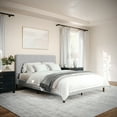 thumbnail image 5 of Martha Stewart Britta Queen Upholstered Platform Bed with Rounded Headboard, Piped Detailing and Cushioned Siderails, Wood Slat Bottom, No Box Spring Needed, Gray, 5 of 11