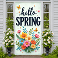 thumbnail image 5 of Colorful Floral Hello Spring Banner Butterfly Accents Spring Display Vibrant Colors Floral Pattern Spring Backdrop for Spring Decorations Indoor Decor Garden Party, 5 of 8