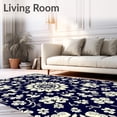 thumbnail image 2 of ODIKA 4'x6' Machine Washable Non-Slip Area Rug, Blossom with Ornate Floral Centerpiece Design High Traffic Rug with Pad, Blue, 483456, 2 of 8