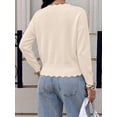 thumbnail image 4 of BTFBM Fall Long Sleeve Sweaters for Women | V Neck,Drop Shoulders,Scallop Edges,Lightweight Knit Sweaters Top,Daily Wear,Holiday,Christmas,Winter Clothing, 4 of 9