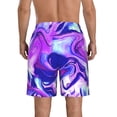 thumbnail image 3 of KLL Swirl Print Blue Purple1 Men's Casual Summer Beach Shorts Hawaiian Shorts with Pockets-X-Large, 3 of 5
