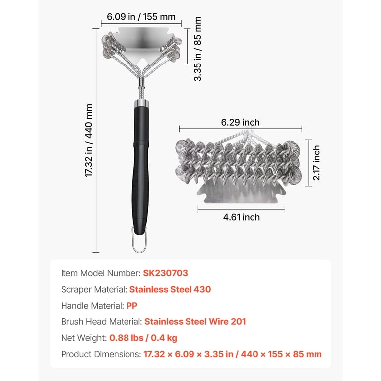 KFFKFF Grill Brush and Scraper, Stainless Steel, 17 In photo 7