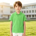 thumbnail image 2 of YAYUBA Boys Short Sleeve Polo Shirts Kids Casual V-Neck School Uniform Golf Pique Polo Shirt Back To School Preppy Clothes, 2 of 4