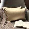 thumbnail image 2 of The HomeCentric Decorative Lumbar Pillow Cover Champagne Pack Of 2, 20"x26" (50x65 cm) Satin Solid Oblong Pillow Cover, Solid Modern Cushion Cover Style - Champagne Slub Satin, 2 of 13