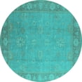 thumbnail image 1 of Ahgly Company Indoor Round Oriental Turquoise Blue Industrial Area Rugs, 3' Round, 1 of 4