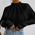 thumbnail image 2 of Women's Turtleneck Sweater Batwing Sleeve Knit Pullover Solid Color Comfortable Casual Winter Top, 2 of 2