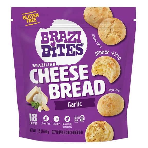 Brazi Bites Gluten-Free Garlic Brazilian Cheese Bread, Frozen, Regular, 11.5 oz (330g)