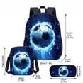 thumbnail image 3 of Soccer Printed Backpack Set for Boys,16in Bookbag for School,3 Pieces Daypack with Shoulder Bag & Pencil Case,Lightweight Backpacks for School Teens Students, 3 of 5