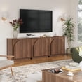 thumbnail image 4 of win2win Fluted Sideboard Buffet Cabinet with Storage, 31.5" Mid Century Modern Accent Cabinet with Double-Layered Arch Door, Small Wood Console Credenza for Living Room Entryway Hallway, Walnut, 4 of 10