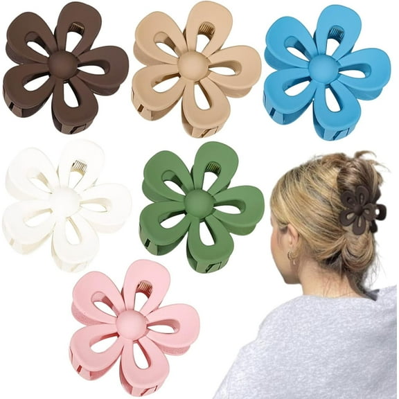 6Pcs Flower Hair Claw Clips, Cute Daisy Hair Clips, Non-Slip Strong Hair Claw Clips for Thick Thin Hair, Women Girls Summer Hair Styling Accessories Holiday Gifts