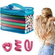 Pinkiou Heatless Curlers 42 Pack Professional Flexi Rods for Hair, Hair Roller Curler Set, Flexible Curl Sponge Foam Hair Rollers, 7 Sizes Roller
