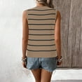 thumbnail image 4 of Winter Knit Sweaters Women's Sweater Cardigan Vests Casual Loose Button Striped V-Neck Sweater Vests Tops S-55 Khaki XL, 4 of 8