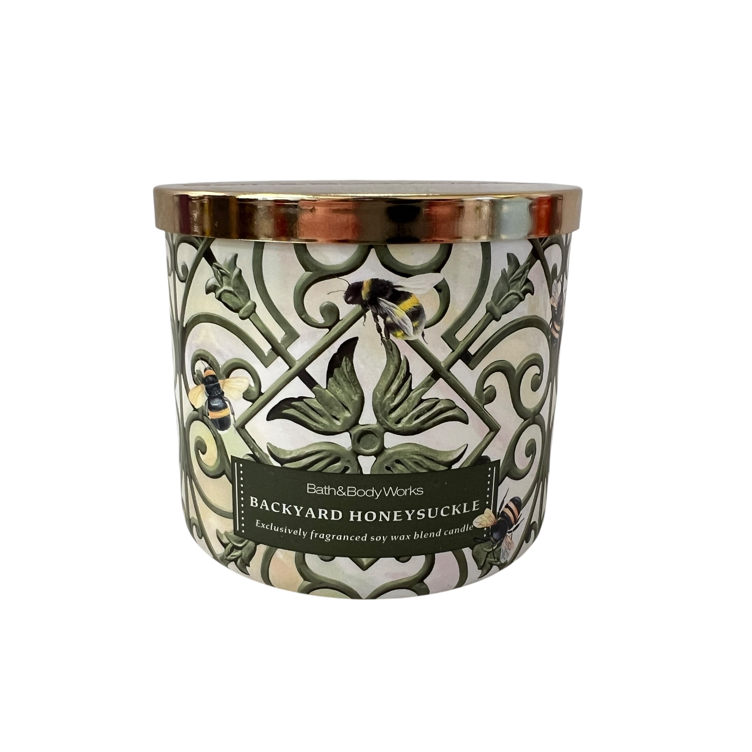 Bath & Body Works Backyard Honeysuckle Scented 3 Wick Candle 14.5 oz