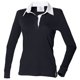 thumbnail image 1 of Front Row- Polo liso de manga larga con cuello tipo rugby para mujer (Blanco/Negro), 1 of 3