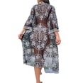 thumbnail image 5 of Michellecmm  Women's Summer 3/4 Sleeve Pattern Print Tie Up Bikini Cover Up, 5 of 7