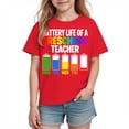 thumbnail image 2 of Boys Red Funny Kids T-Shirt, Preschool Teacher Battery Life Graphic Tee, Cotton Shirt for Teacher Appreciation & Back to School, Kids to Youth Sizes,Size 4 T, 2 of 7