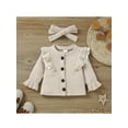 thumbnail image 5 of Kiapeise Toddler Baby Girl Fall Winter Outfit Long Sleeve Button Down Knit Coat Tops+Corduroy Skirt+Headband, 5 of 9