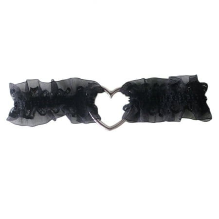 

ZUARFY Women Girls Lolita Sweet Ruffled Lace Garter Belt Metal Heart Wedding Leg Harness Gothic Punk Kawaii Stretchy Thigh Ring