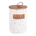 thumbnail image 3 of Bote de almacenamiento de cerámica con tapa de madera hermética, contenedor de almacenamiento decorativo portátil café, 3 of 8