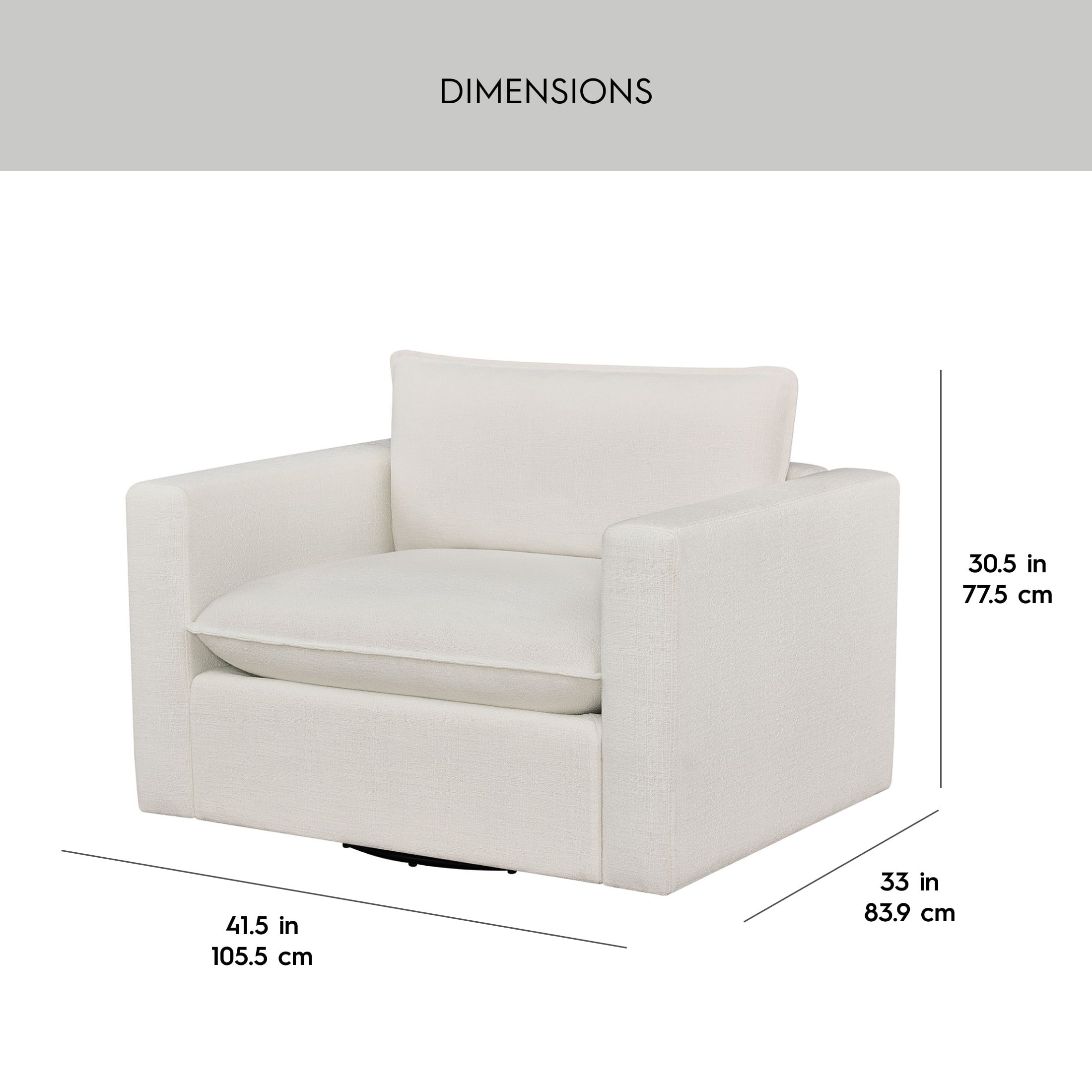 Better Homes and Gardens Weston Cloud Swivel Accent Chair, White