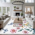 thumbnail image 3 of Large Area Rugs for Living Room Bedroom, Pink Flowers 8'x10' Rug Washable Carpet Runner Indoor Outdoor, Spring Floral Butterfly Leaves Plants Pastoral Non Slip Floor Mats Rug for Kitchen, Patio, 3 of 8