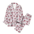 thumbnail image 5 of Drie Funny Pajamas for Women Womens Satin Pajama Set Classic Pattern Silky Pj Sets Button Down Sleepwear Loungewear Brick Red,2XL, 5 of 6