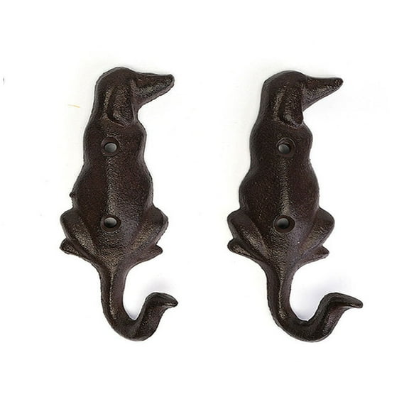 Set of 2 Cute Back Dog Cast Iron Hook Creative Iron Single Wall Hanger Entrance Coat Hook Key Holder for storage,living room,corridor,office