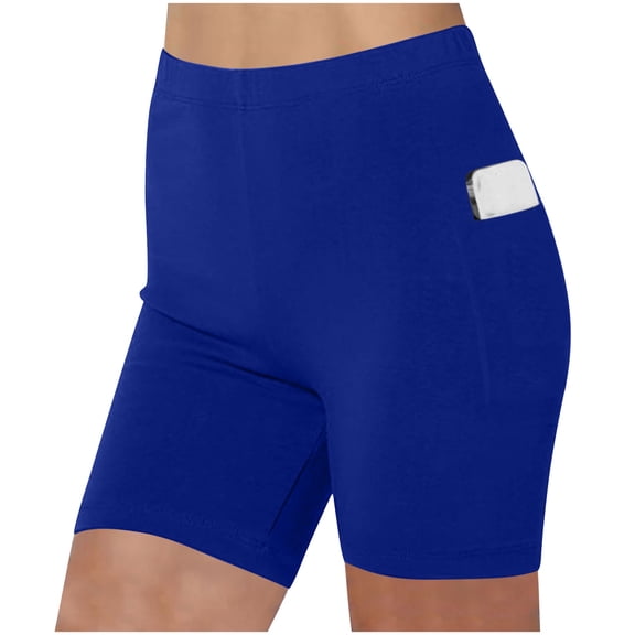 Busydd Plus Size Yoga Shorts for Women Fashion Stretch High Waisted Running Workout Shorts Casual Summer Solid Color Women Shorts with Pocket S