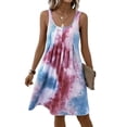 thumbnail image 2 of Hilenly Womens Plus Size Tank Dress Sleeveless Square Neck Pleated Flowy Mini Dress Summer Beach Tie Dye Sundress, 2 of 6