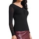 thumbnail image 4 of Camisa casual de fiesta de manga larga semi transparente para mujer con panel de lentejuelas y escote en V, color negro, 4 of 6