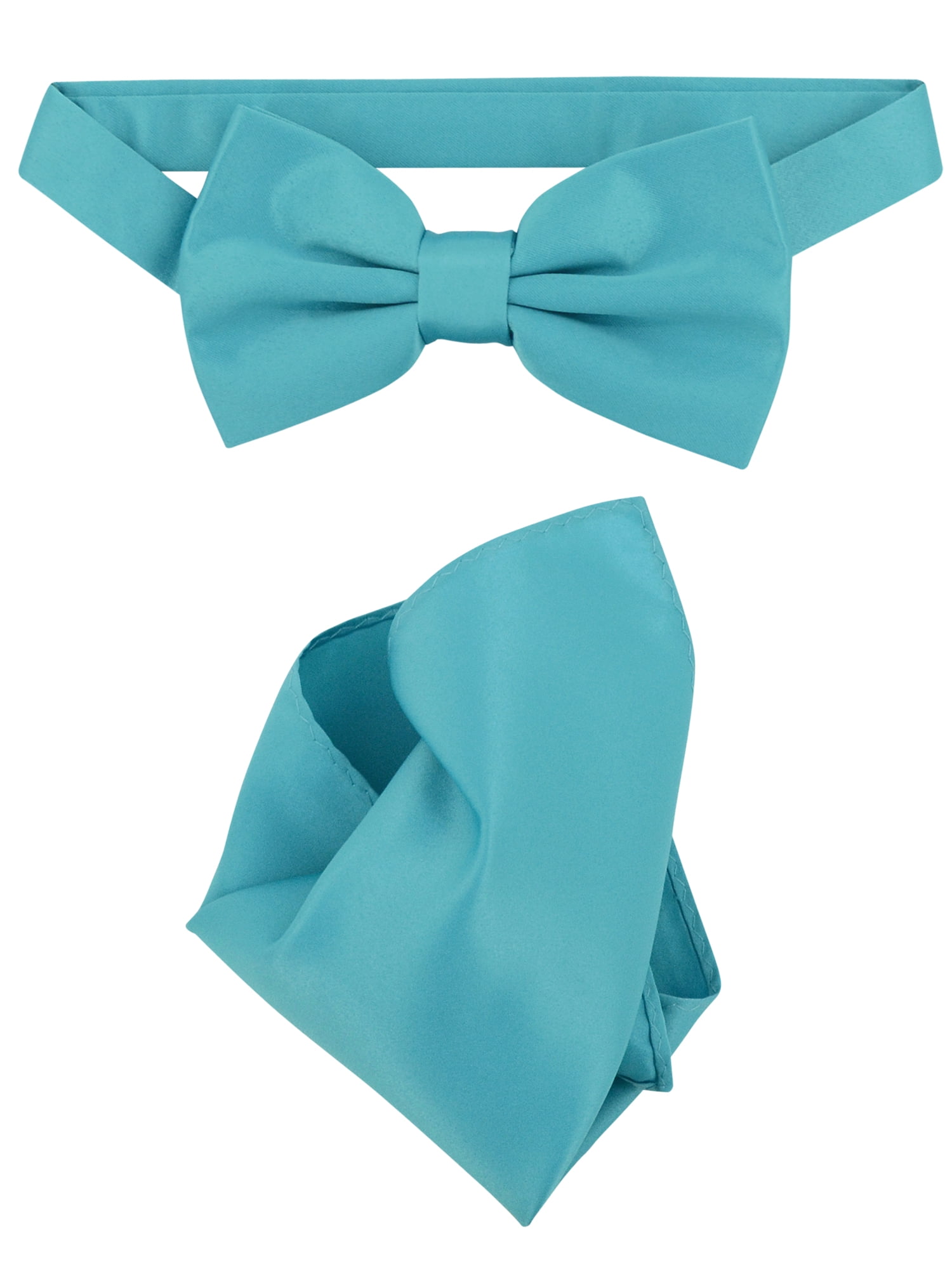 New formal men's pre-tied ready knot necktie & hankie set polyester navy blue 