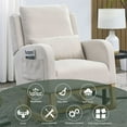 thumbnail image 3 of Rocking Glider Chair for Nursery, Wingback Accent Rocker Chair with Lumbar Pillow and 2 Side Pockets, 27.5"W Modern High Back Upholstered Armchair Leisure Single Sofa for Living Room, Beige, 3 of 7