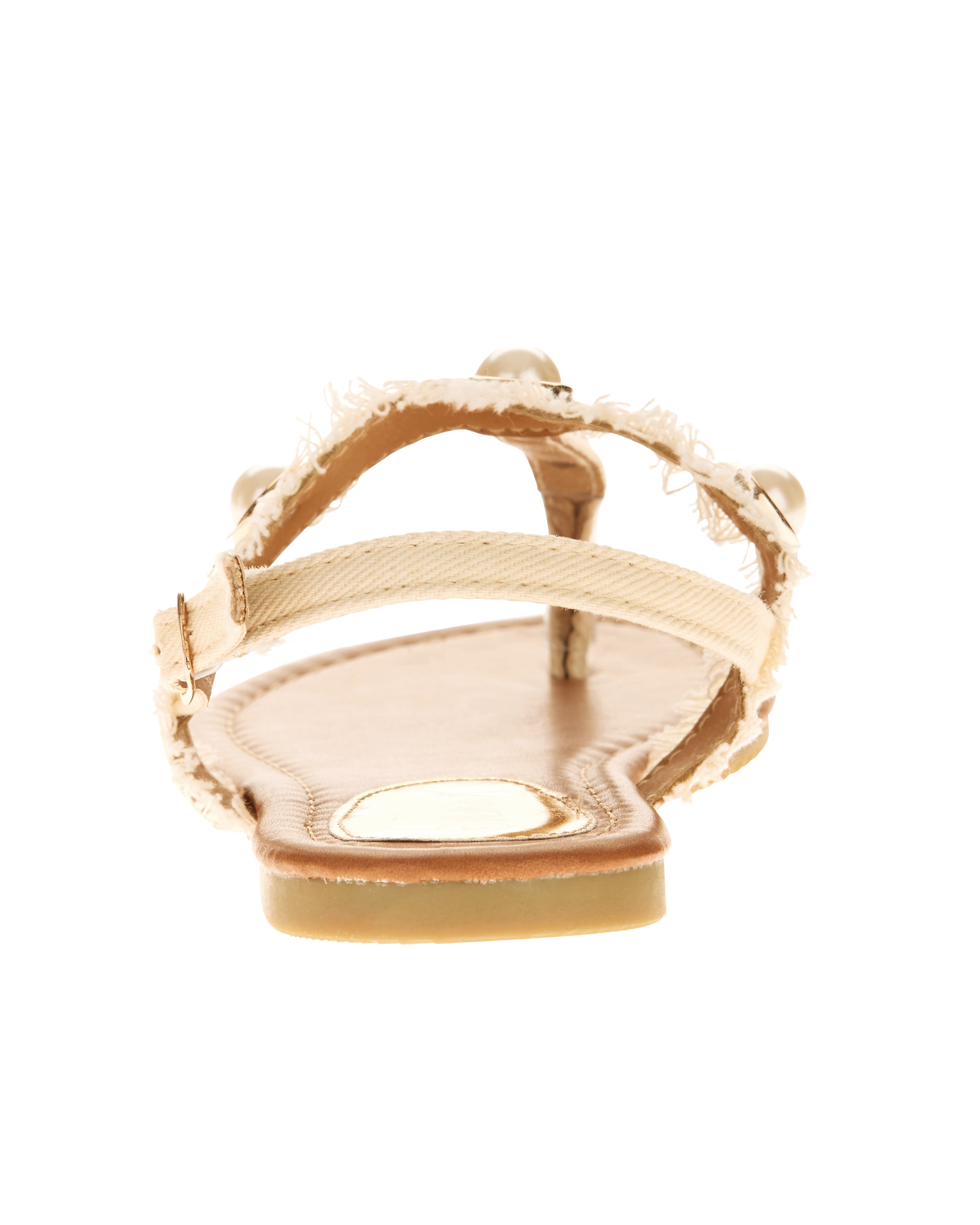 Victoria K Women's Denim and Pearls Sandals