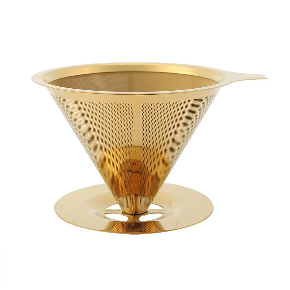 Tebru Stainless Coffee Dripper,Coffee Dripper,Stainless Steel Titanium Gold Pour Over Coffee Dripper Filter with Cup Stand and Handle