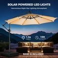 thumbnail image 3 of 10ft Patio Umbrella Offset with Solar Light and Base,Offset Hanging Patio Outdoor Market Umbrella with Easy Tilt and Crank,for Yard,Garden,Home,Pool & Deck,Beige, 3 of 8